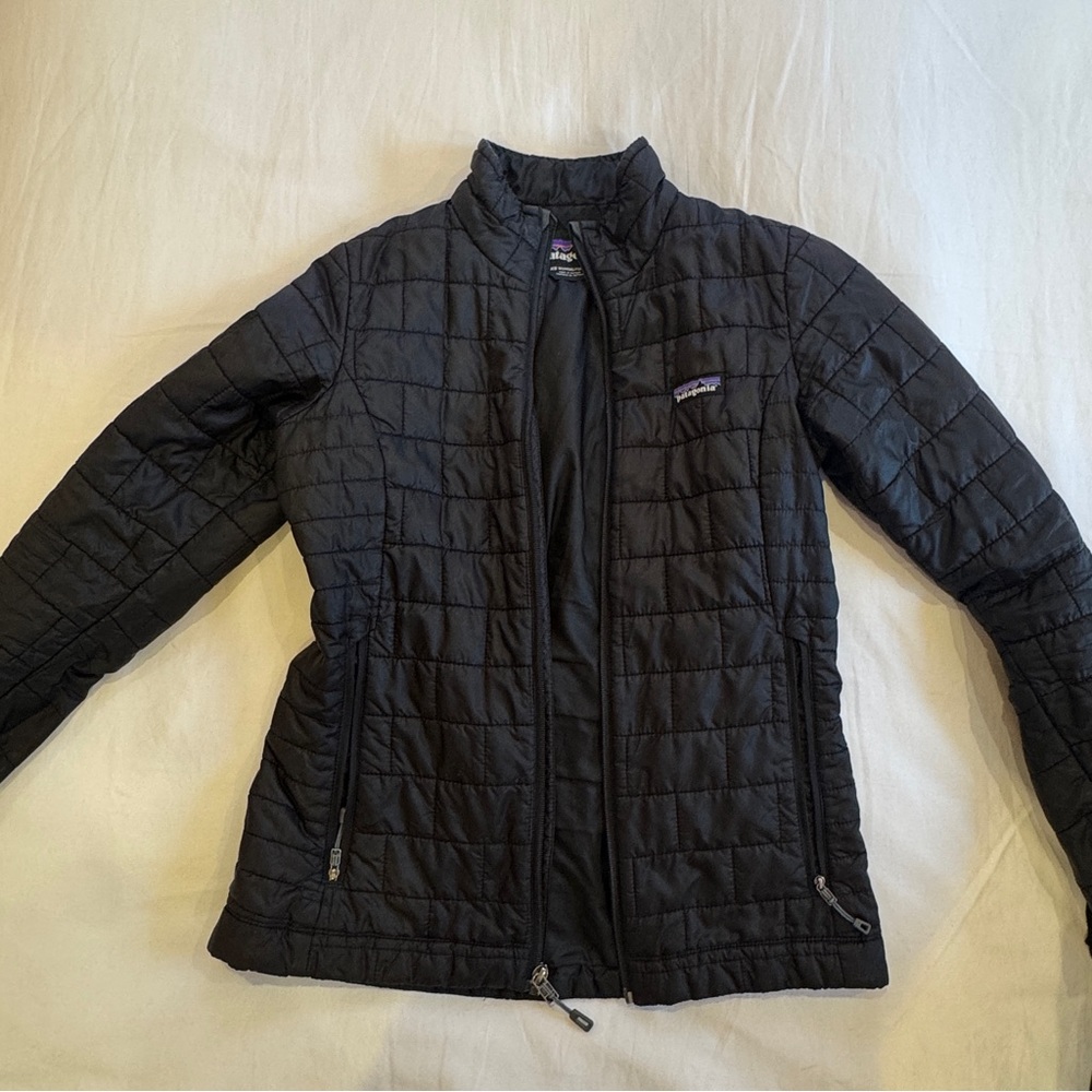Patagonia Black Nano Puff Jacket with Quilted Design